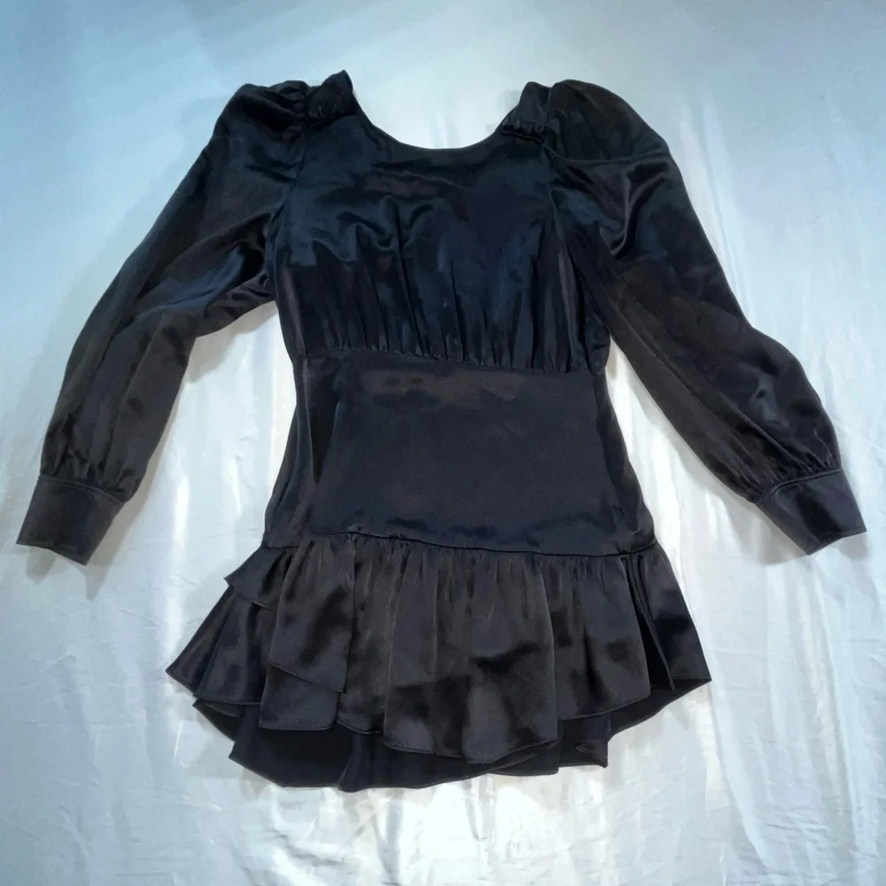 LoveShackFancy Black Satin Top